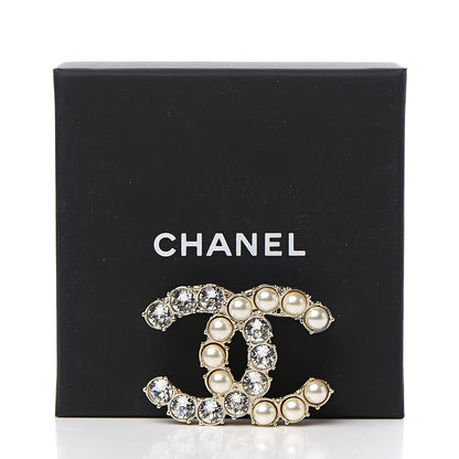 Chanel Crystal Pearl CC Dazzling Domino Brooch Gold 4 of 4