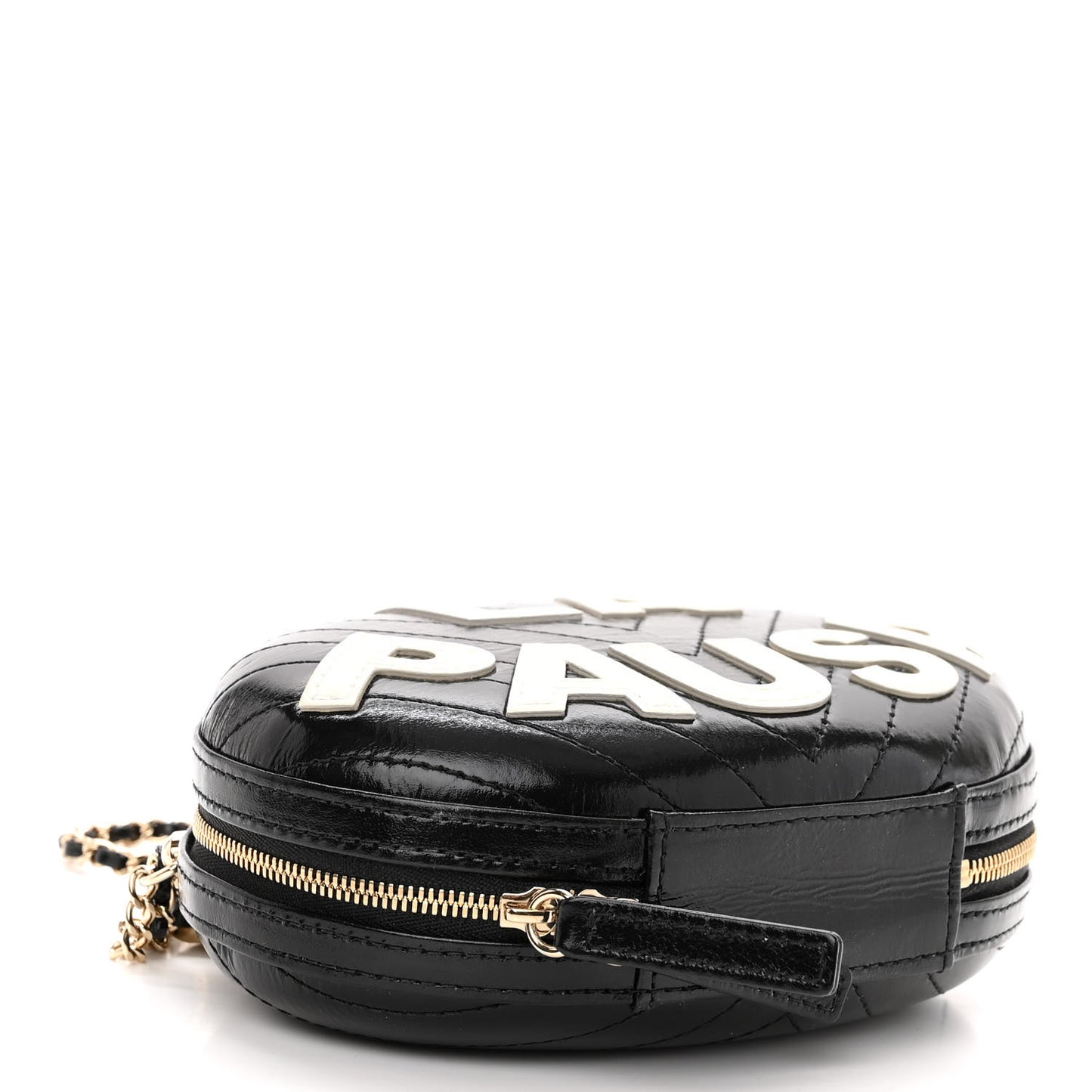 Lambskin Embroidered Chevron Quilted La Pausa Tassel Clutch Black