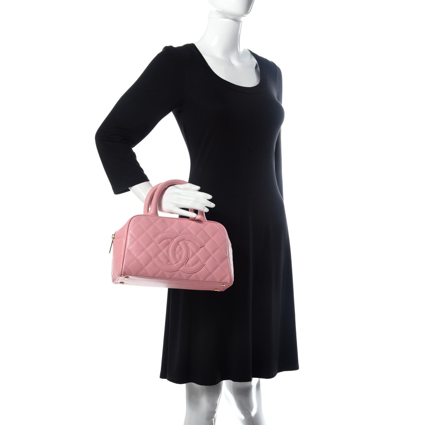 Caviar Quilted Small Bowler Pink