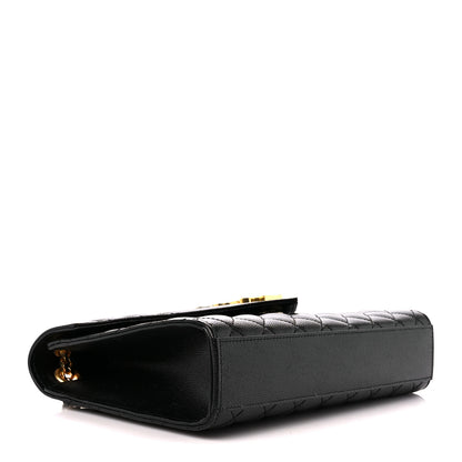 Saint Laurent Grain De Poudre Textured Mixed Matelasse Triquilt Medium Monogram Satchel Black 4 of 12