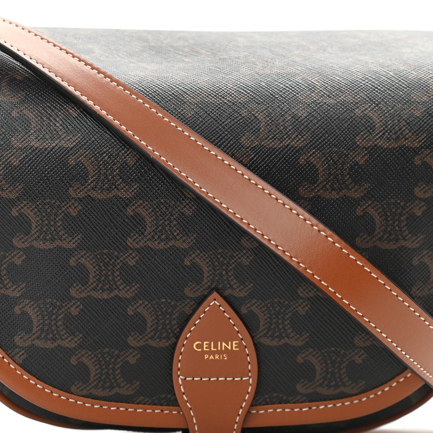 Celine Triomphe Canvas Medium Folco Bag Tan 6 of 9