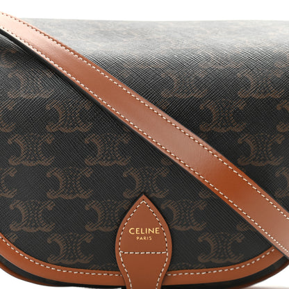 Celine Triomphe Canvas Medium Folco Bag Tan 6 of 9