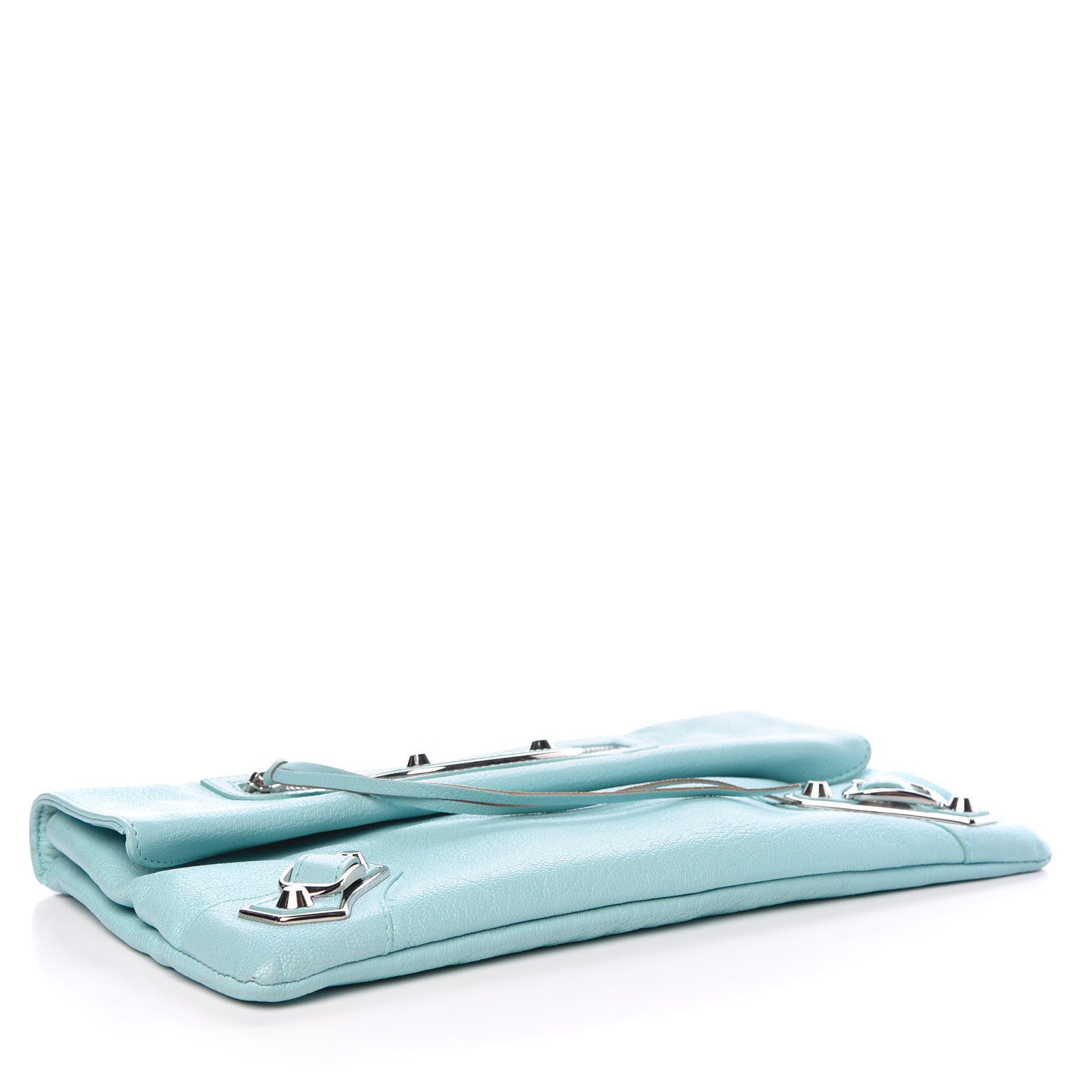 Balenciaga Chevre Silver Metallic Edge Hardware Envelope Clutch Bleu Maldives 4 of 9