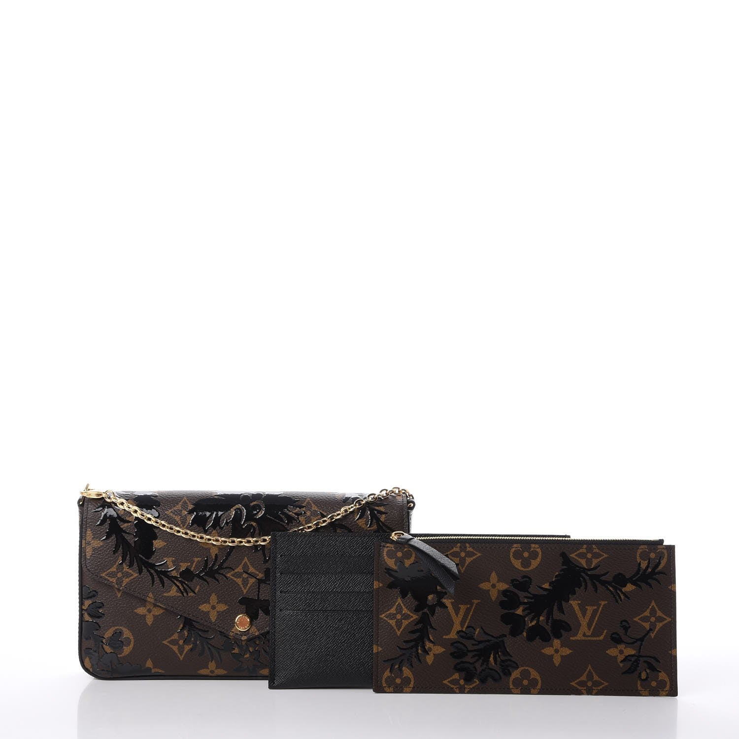 Louis Vuitton Monogram Blossom Pochette Felicie Chain Wallet Black 5 of 14