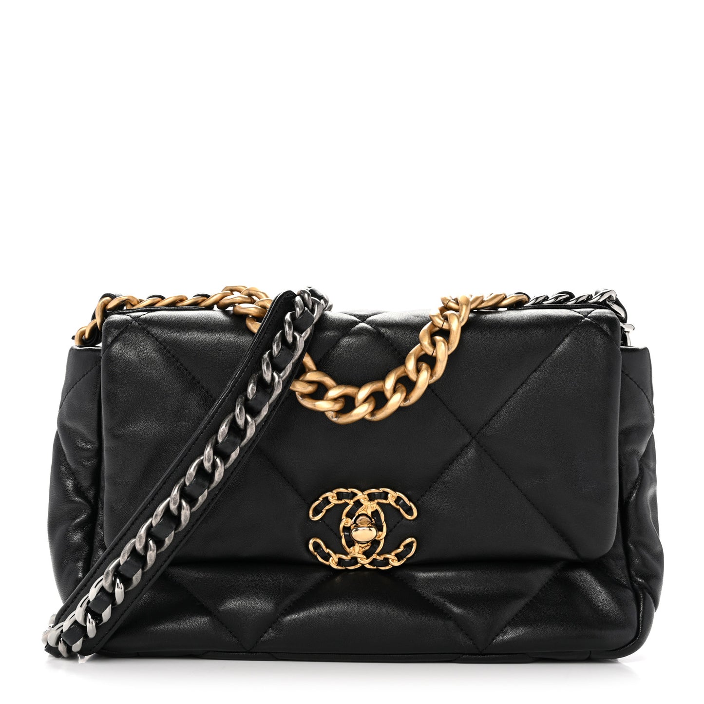 Goatskin Quilted Medium Chanel 19 Flap Black