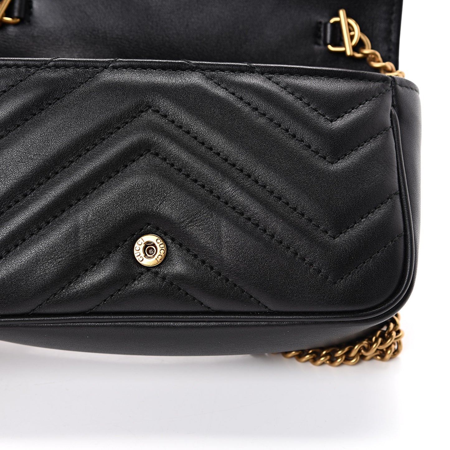 Calfskin Matelasse Super Mini GG Marmont Shoulder Bag Black