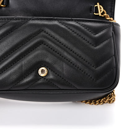 Gucci Calfskin Matelasse Super Mini GG Marmont Shoulder Bag Black 10 of 11