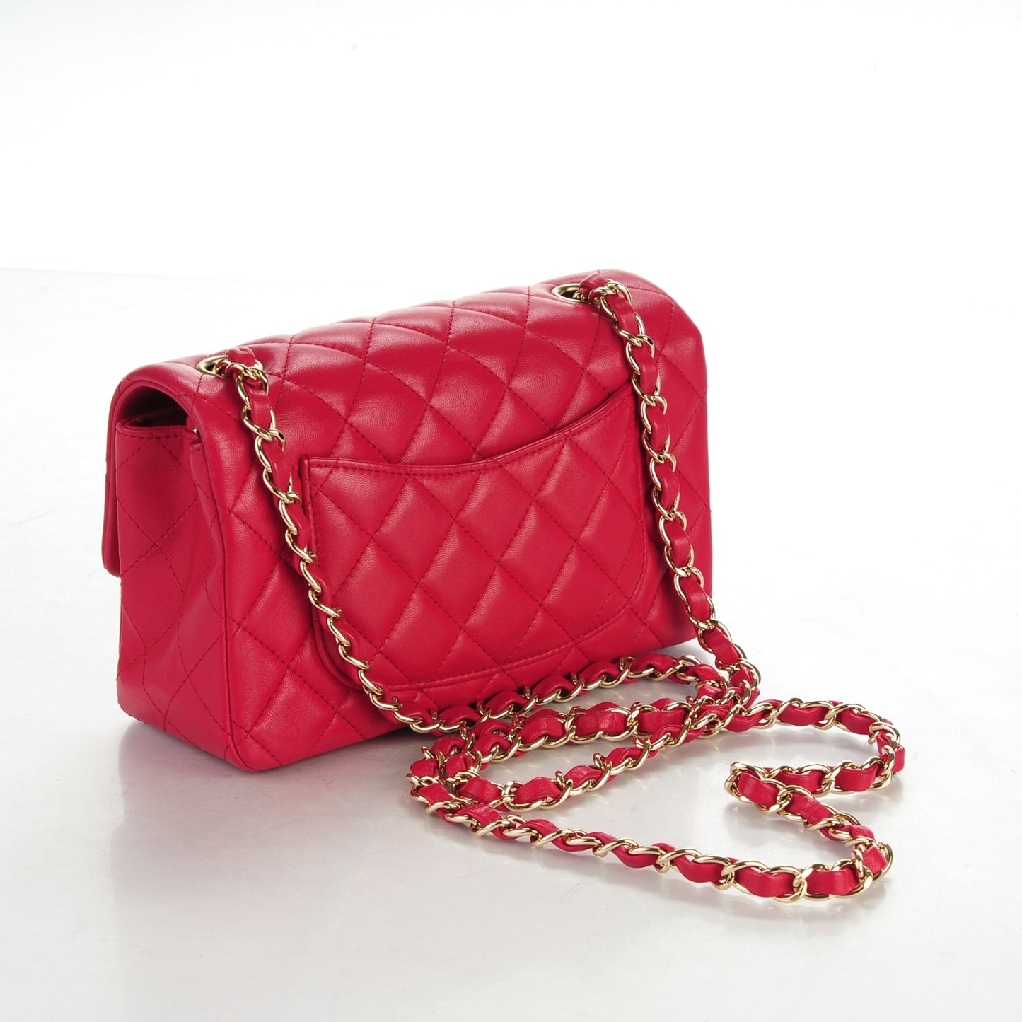 Lambskin Quilted Mini Rectangular Flap Red