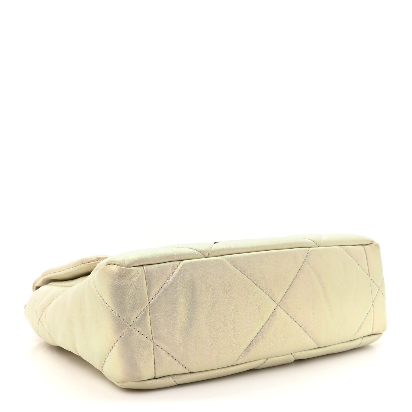 Iridescent Calfskin Quilted Medium Chanel 19 Flap White