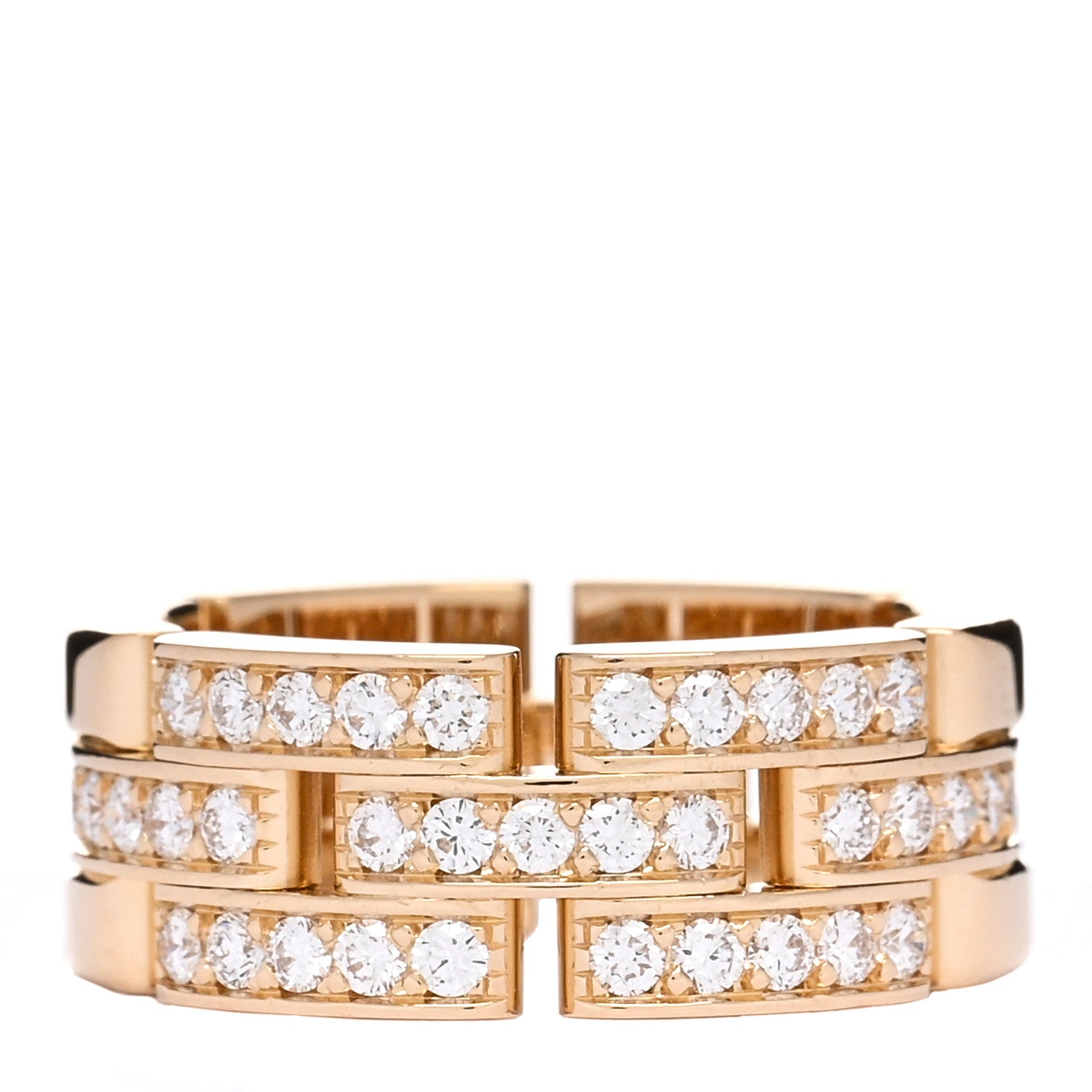 Cartier 18K Yellow Gold Diamond Maillon Panthere 3 Half Rows Paved Ring 52 6 1 of 4
