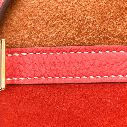 Hermes Taurillon Clemence Casaque Picotin Lock 22 MM Gold Rouge De Coeur 7 of 11