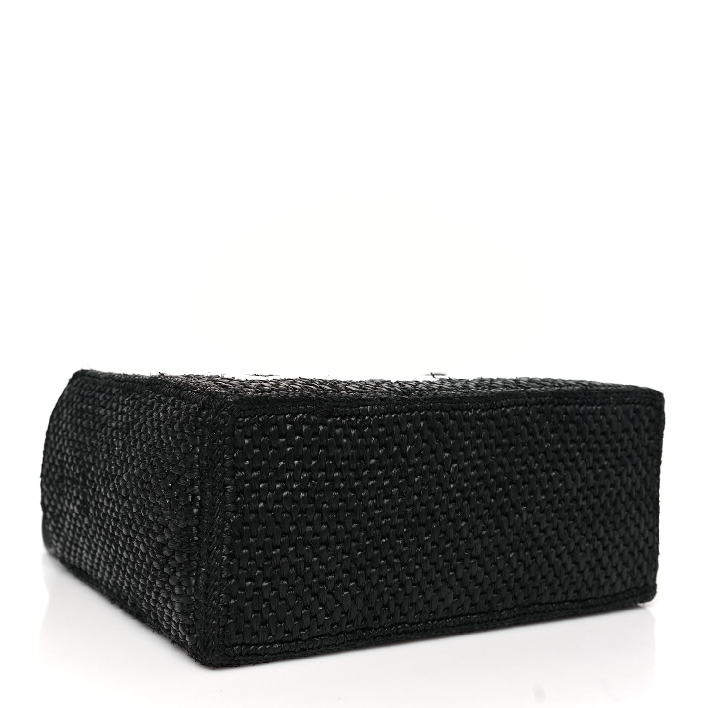 X PAULA'S IBIZA Raffia Font Tote Black