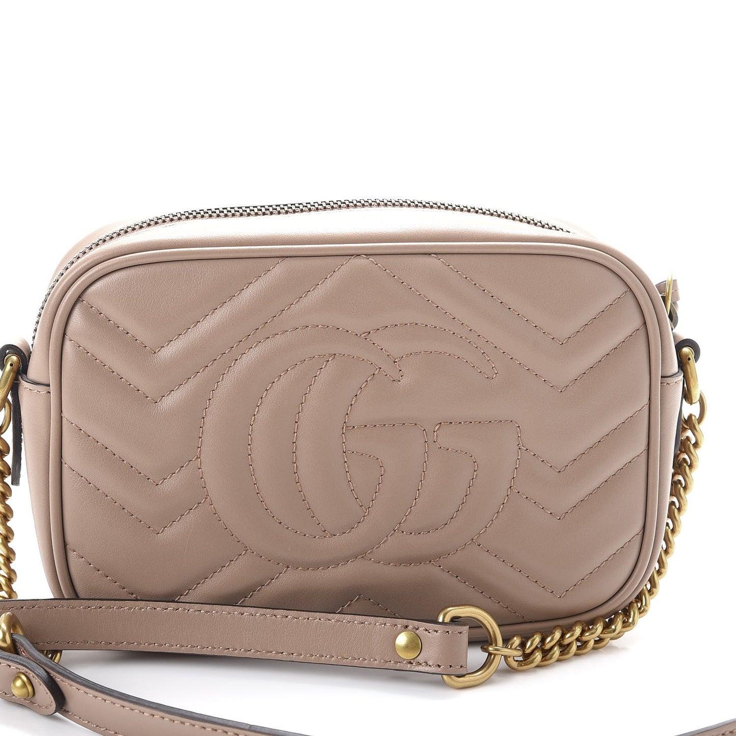 Calfskin Matelasse Mini GG Marmont Chain Shoulder Bag Porcelain Rose