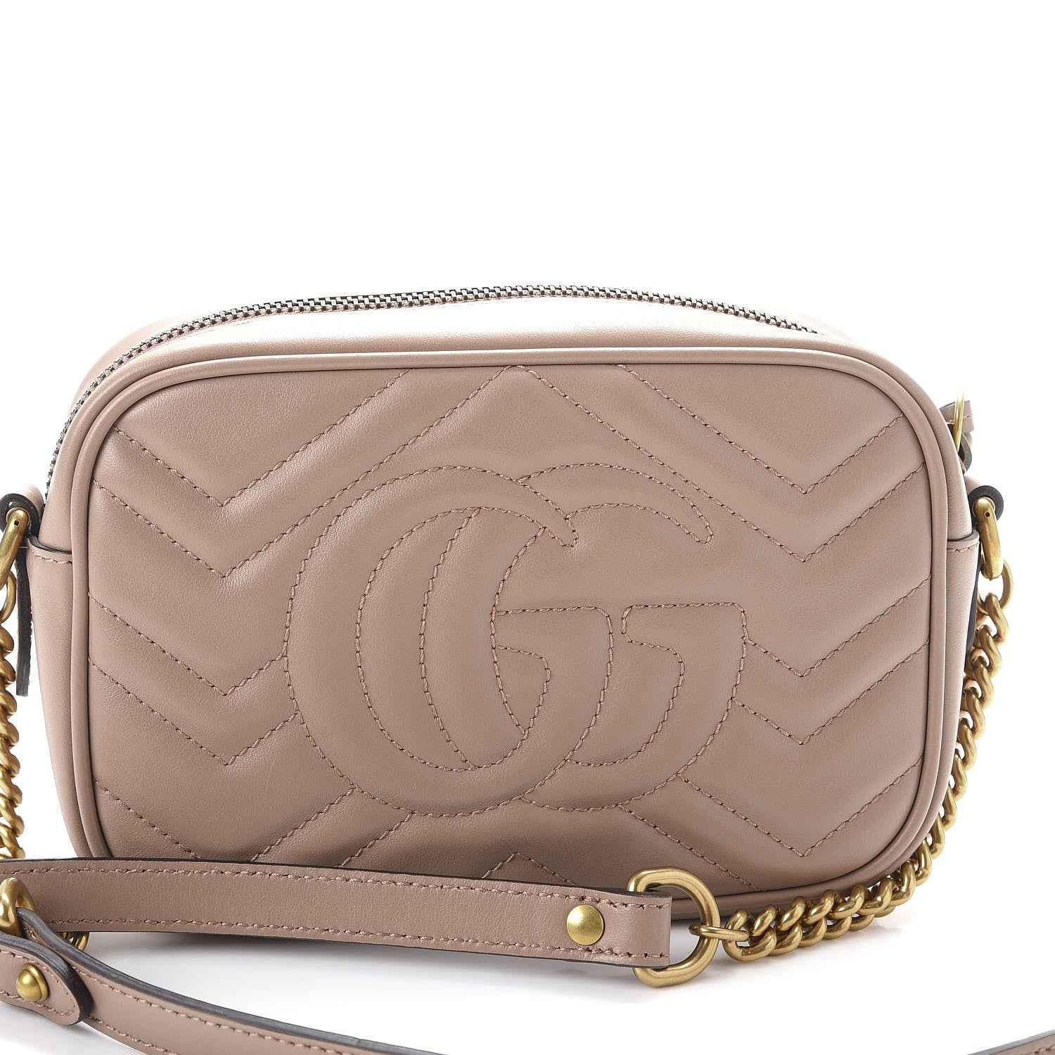 Gucci Calfskin Matelasse Mini GG Marmont Chain Shoulder Bag Porcelain Rose 8 of 8