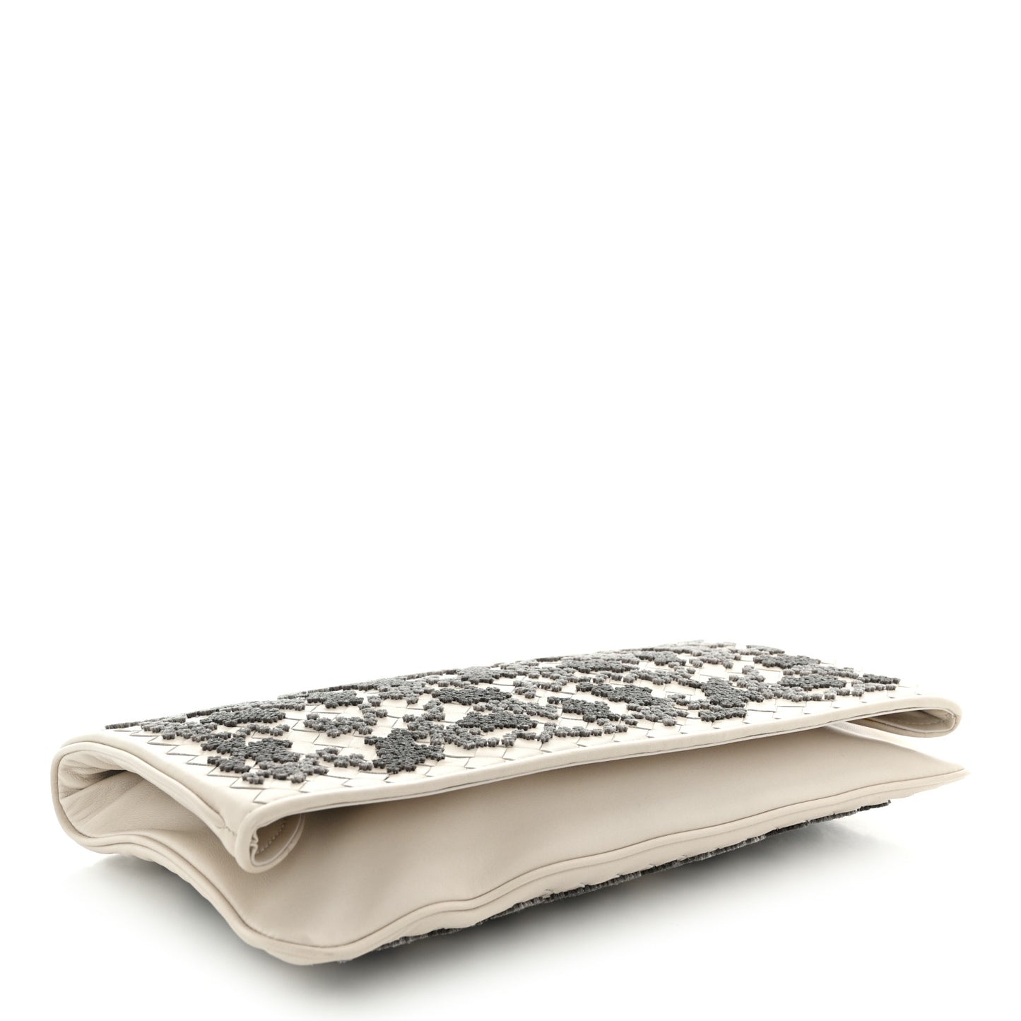 Nappa Intrecciato Embroidered Flap Clutch Mist