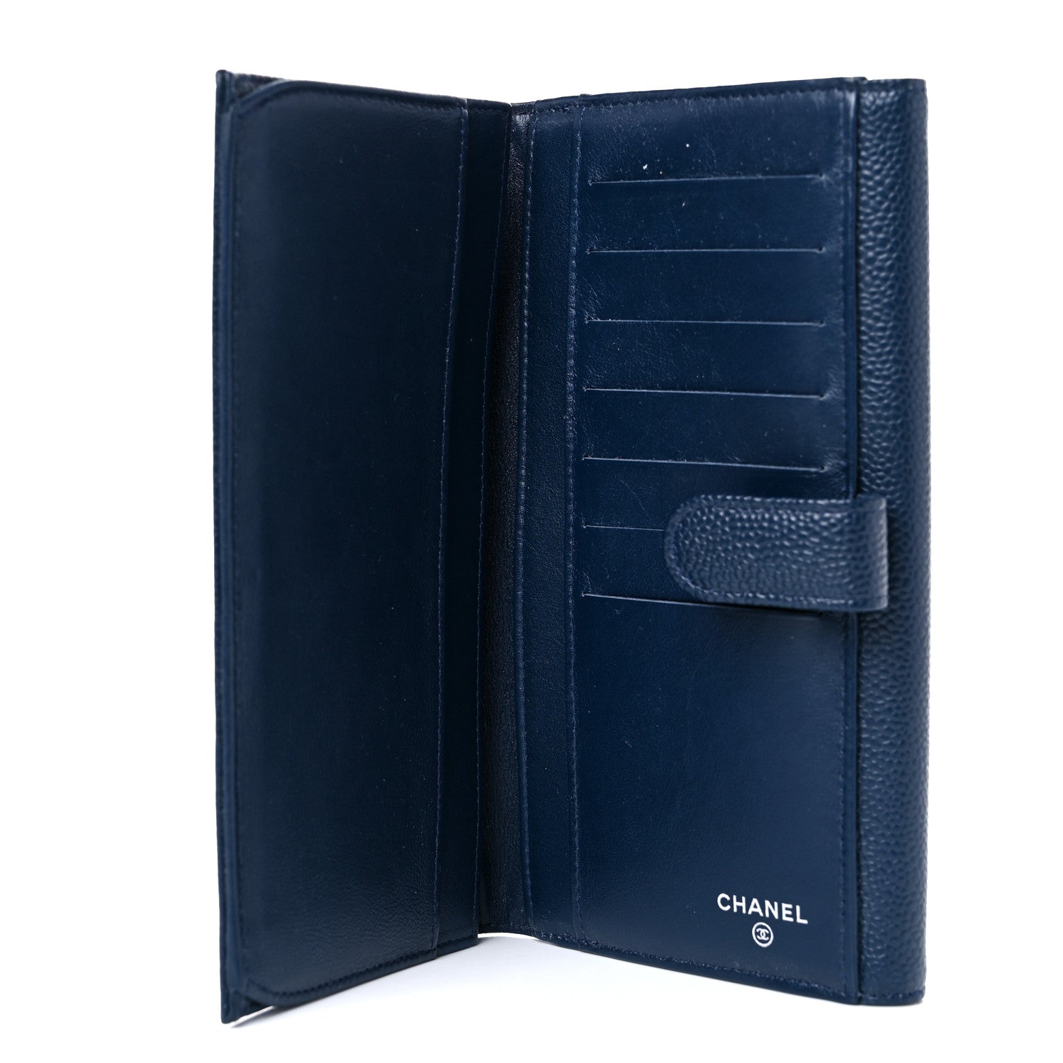 Chanel Caviar Timeless CC French Long Wallet Navy Blue 6 of 10