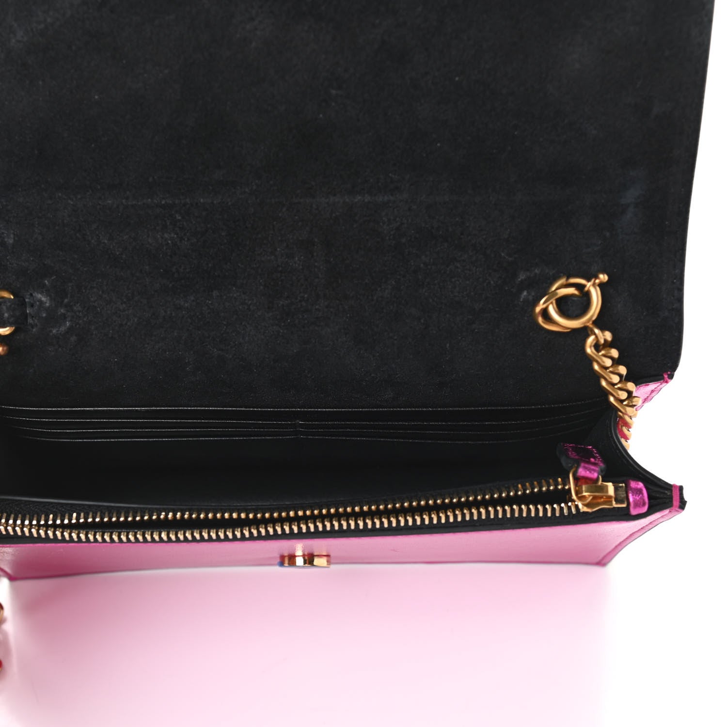 Saint Laurent Metallic Calfskin Classic Monogram Kate Tassel Chain Wallet Fuchsia 5 of 9