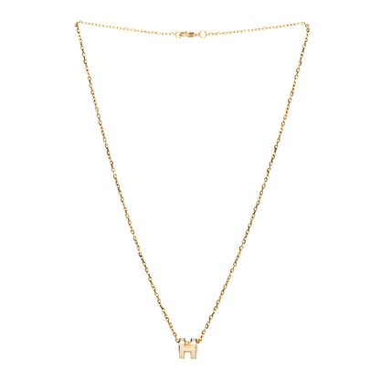 Hermes Lacquered Gold Mini Pop H Pendant Necklace White 3 of 5