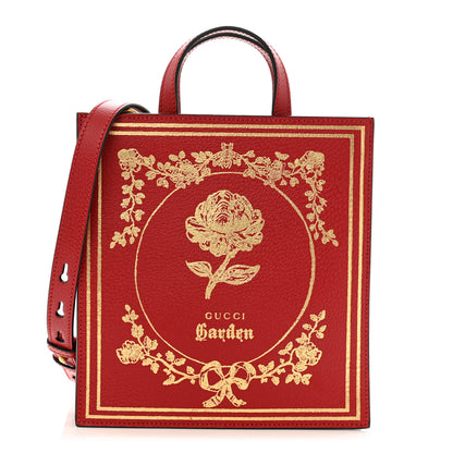 Gucci Textured Calfskin Garden Flower Vertical Shopping Tote Red 1 of 12