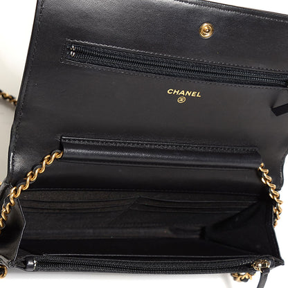 Chanel Lambskin Quilted Boy Wallet On Chain WOC Black 6 of 9