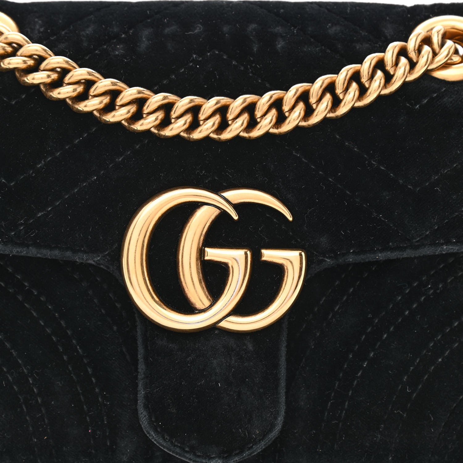 Gucci Velvet Matelasse Mini GG Marmont Shoulder Bag Black 10 of 13