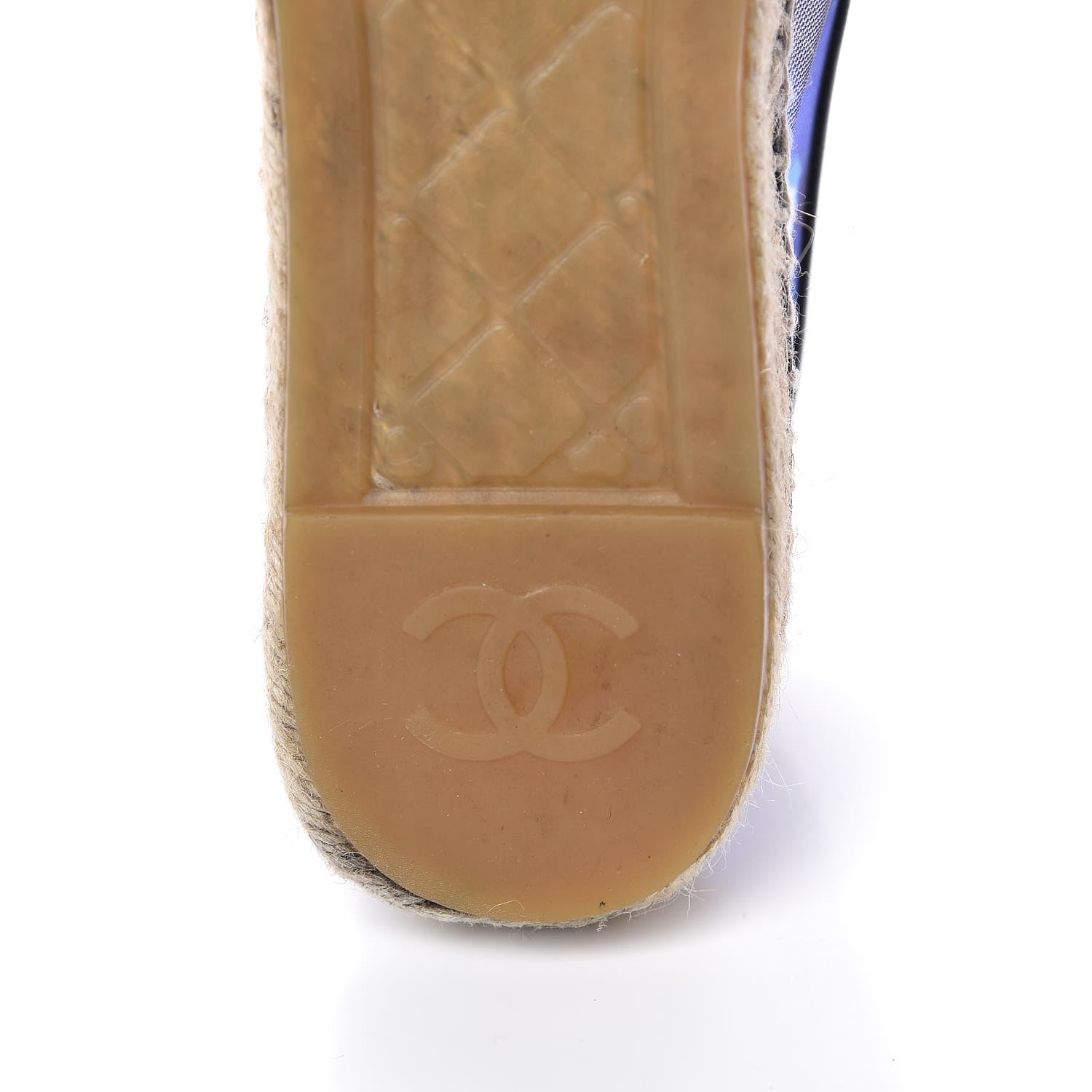 Chanel Mesh Lambskin Check Print CC Espadrilles 39 Blue Black White 7 of 10
