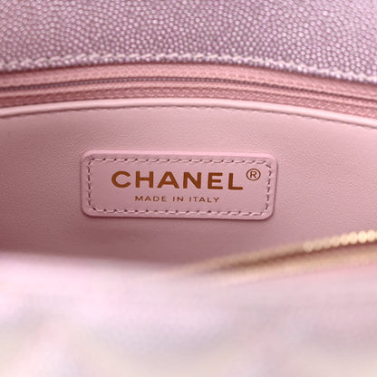 Chanel Metallic Caviar Quilted Small Coco Handle Flap Light Pink 6 of 12
