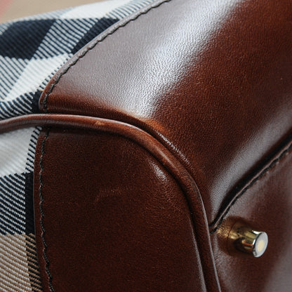 Burberry House Check Small Canterbury Tote Dark Tan 9 of 10