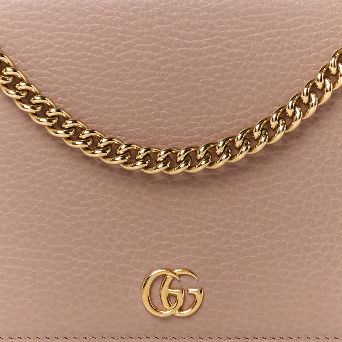 Calfskin Mini GG Marmont Chain Wallet Porcelain Rose