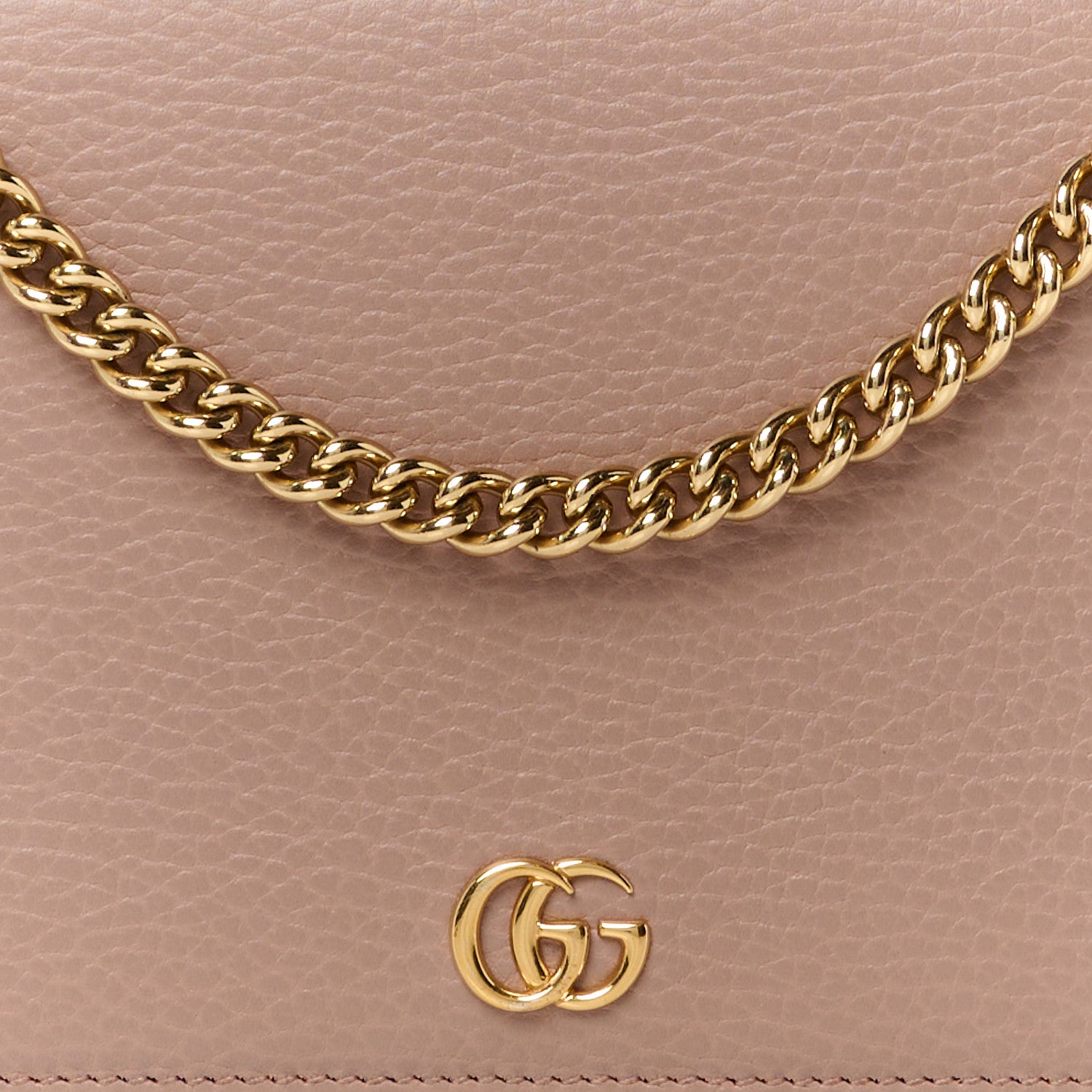 Gucci Calfskin Mini GG Marmont Chain Wallet Porcelain Rose 8 of 11