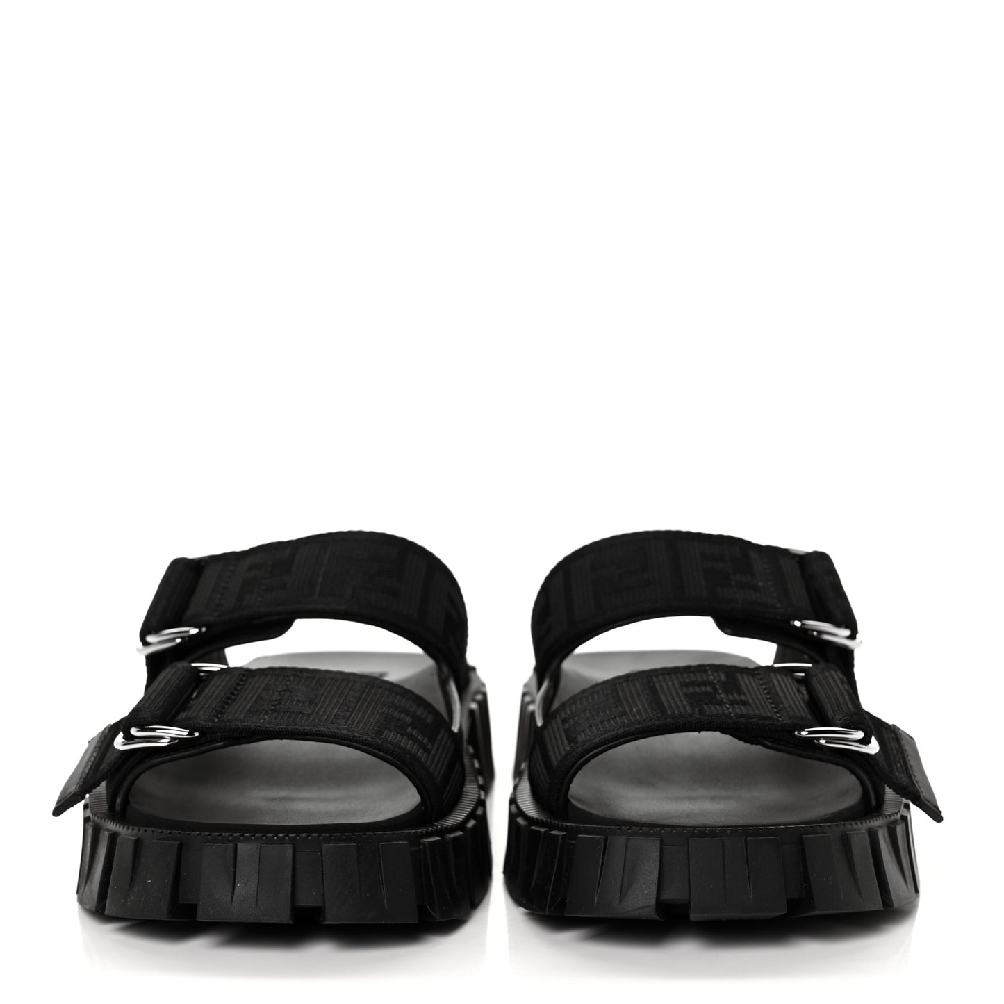 Fabric FF Mens Fendi Force Lug Sole Sandals 6 Black