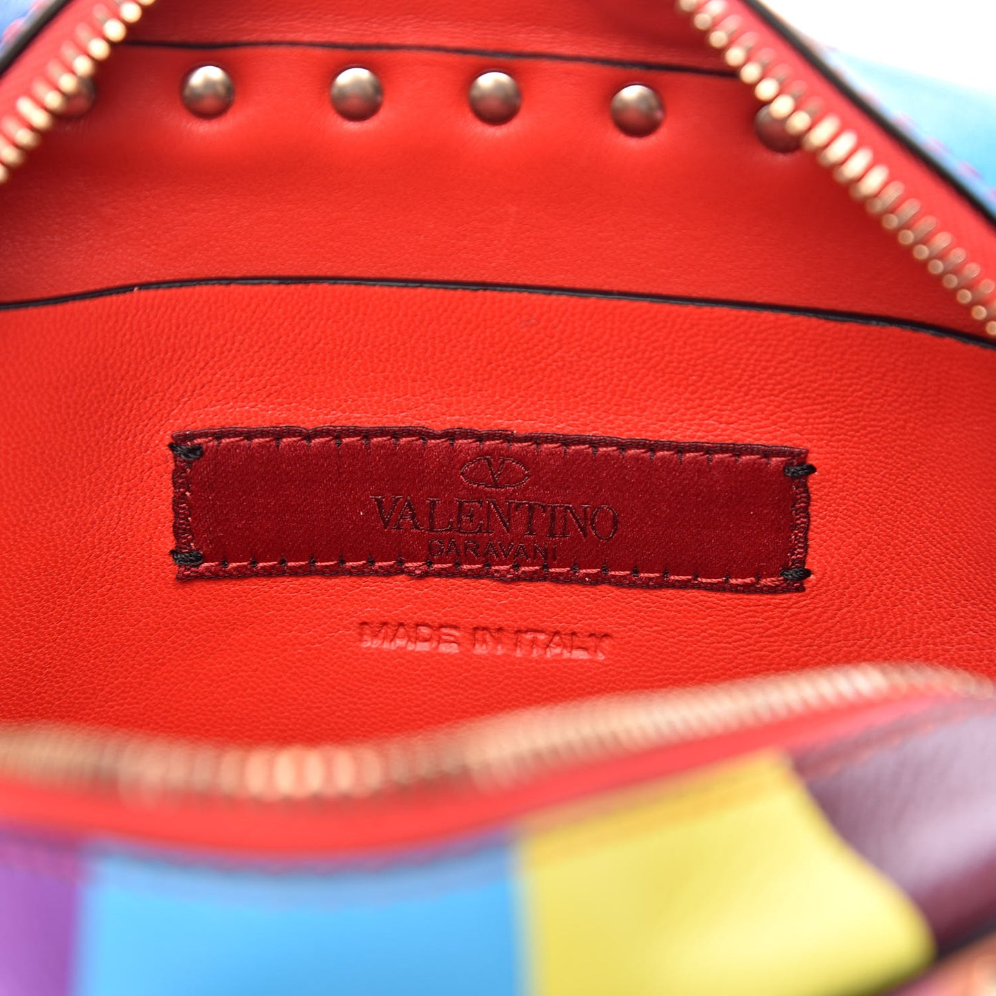 Vitello 1973 Rockstud Camera Crossbody Bag Multicolor