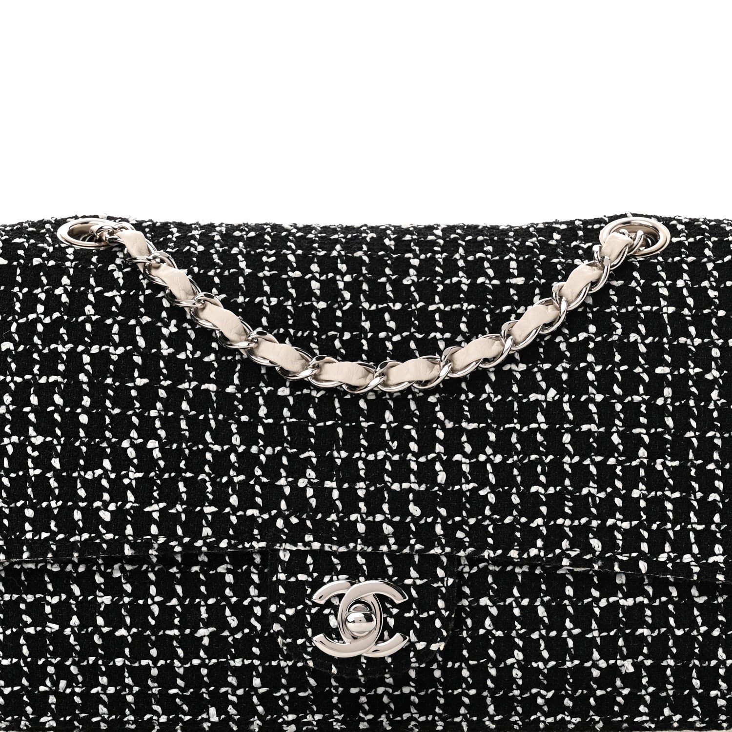Chanel Tweed Medium Single Flap Black White 6 of 7