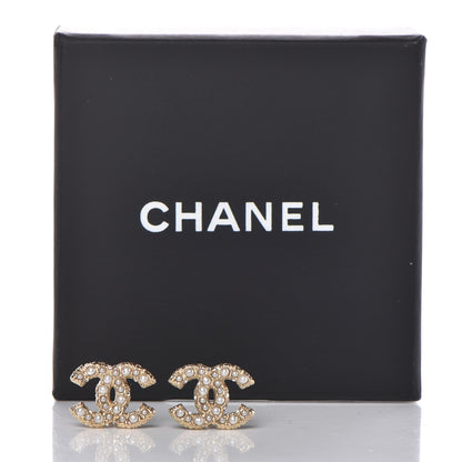 Chanel Pearl CC Earrings Light Gold 5 of 5