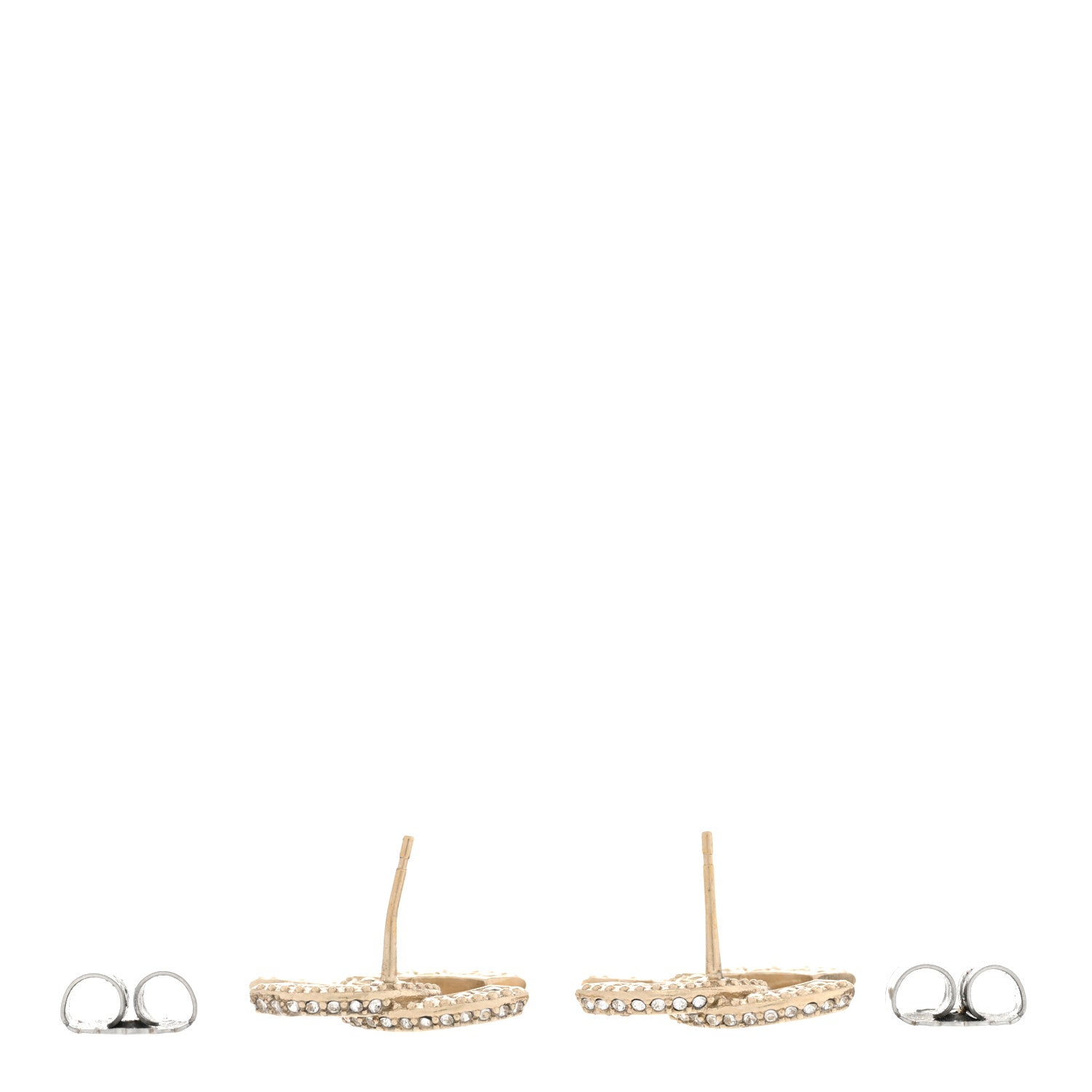 Chanel Crystal Timeless CC Earrings Light Gold 3 of 6