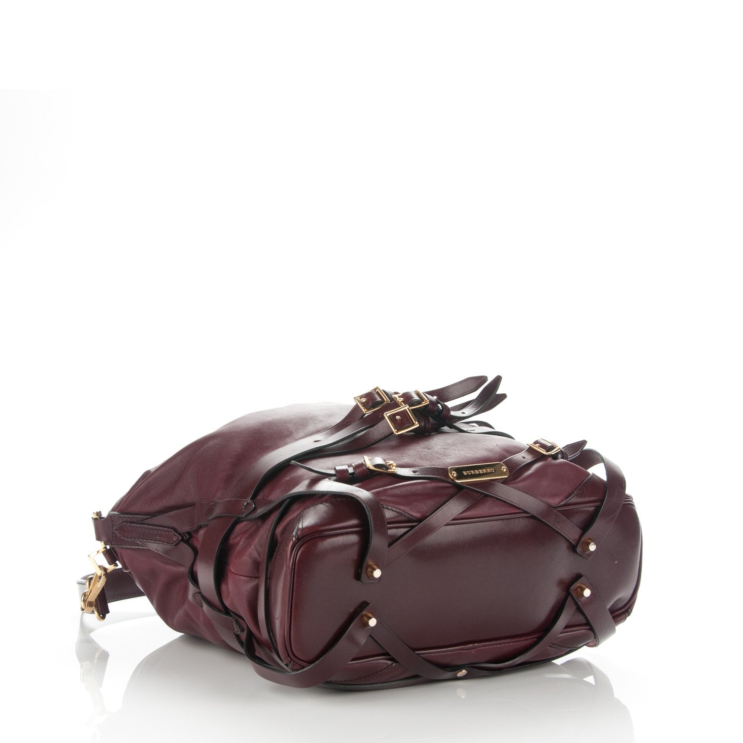 Burberry Soft Lambskin Bridle Calfskin Medium Gosford Hobo Claret Red 4 of 9