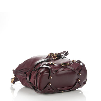 Burberry Soft Lambskin Bridle Calfskin Medium Gosford Hobo Claret Red 4 of 9
