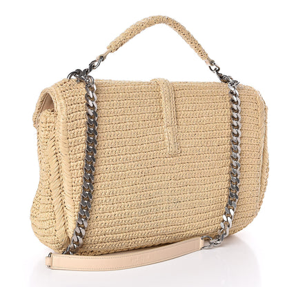 Saint Laurent Raffia Monogram Large College Satchel Naturale 3 of 9