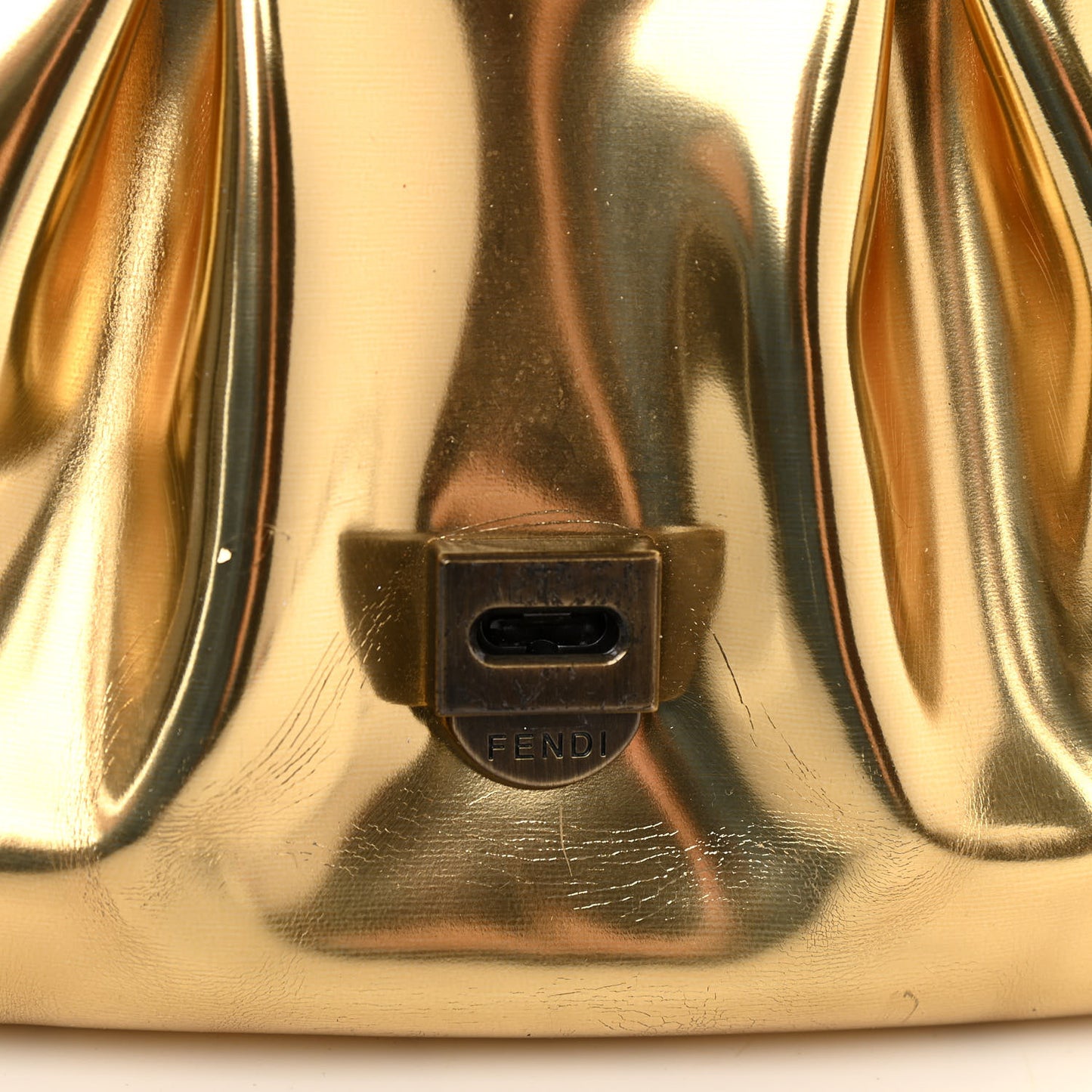 Patent Calfskin B Bag Gold