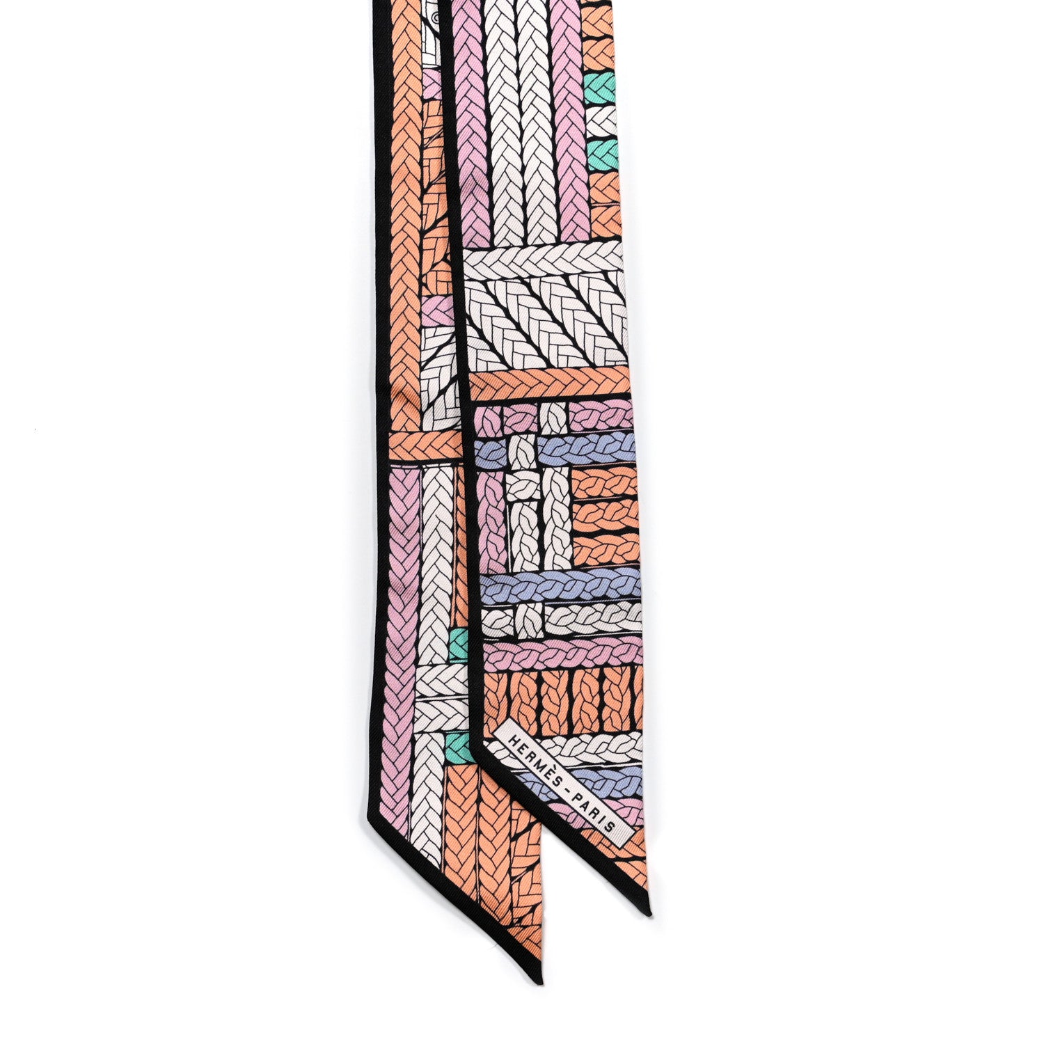 Hermes Silk Tresses H Twilly Abricot Black Rose 2 of 5