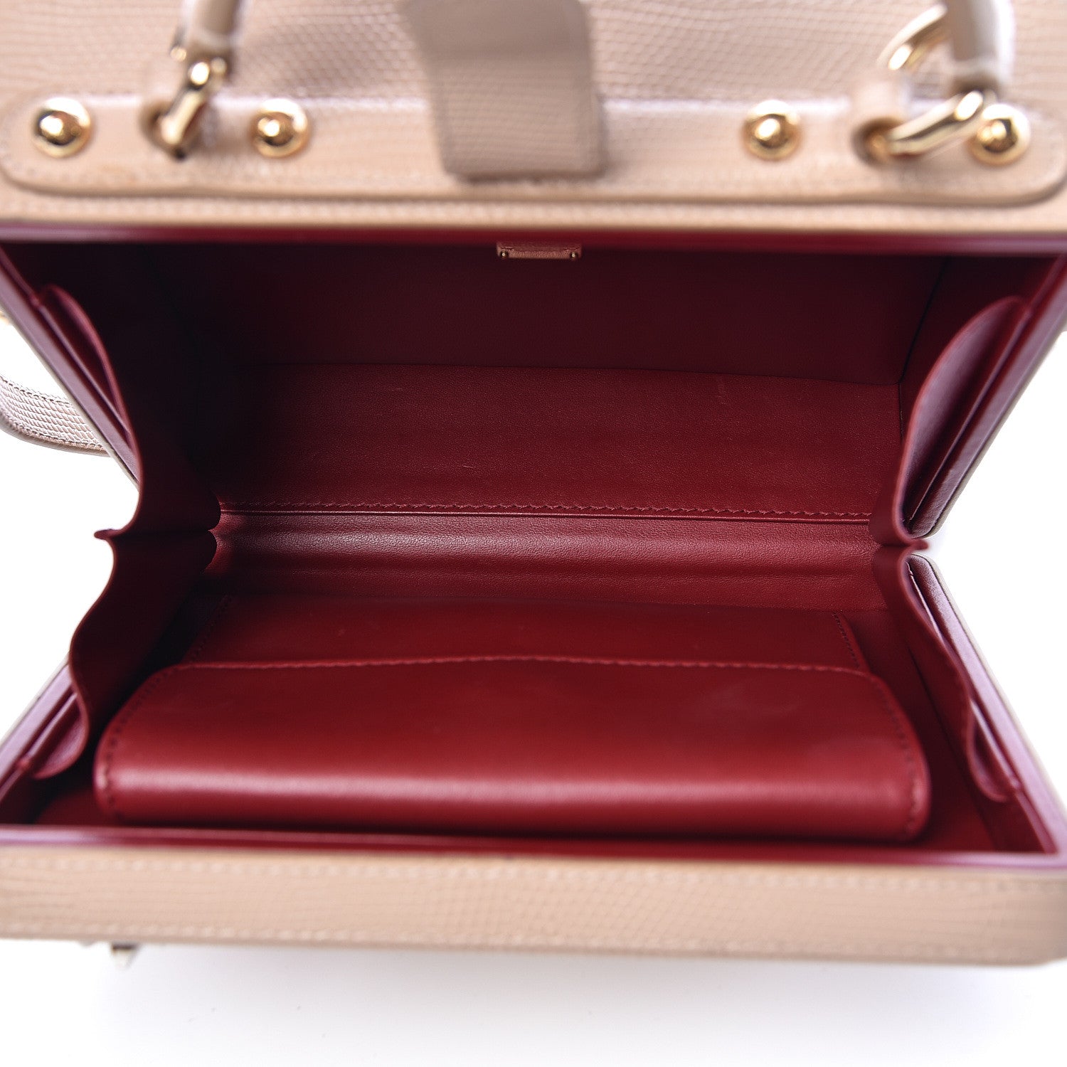 Dolce & Gabbana Lizard Calfskin Embossed Dauphine Tulip Crystal Embellished Box Bag Taupe 5 of 10