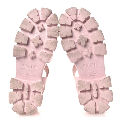 Prada Foam Rubber Metal Triangle Logo Monolith 55mm Cage Sandals 39 Alabastro 7 of 14