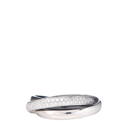 Cartier 18K White Gold Platinum Diamond Ceramic Small Trinity Ring 53 6.25 3 of 6