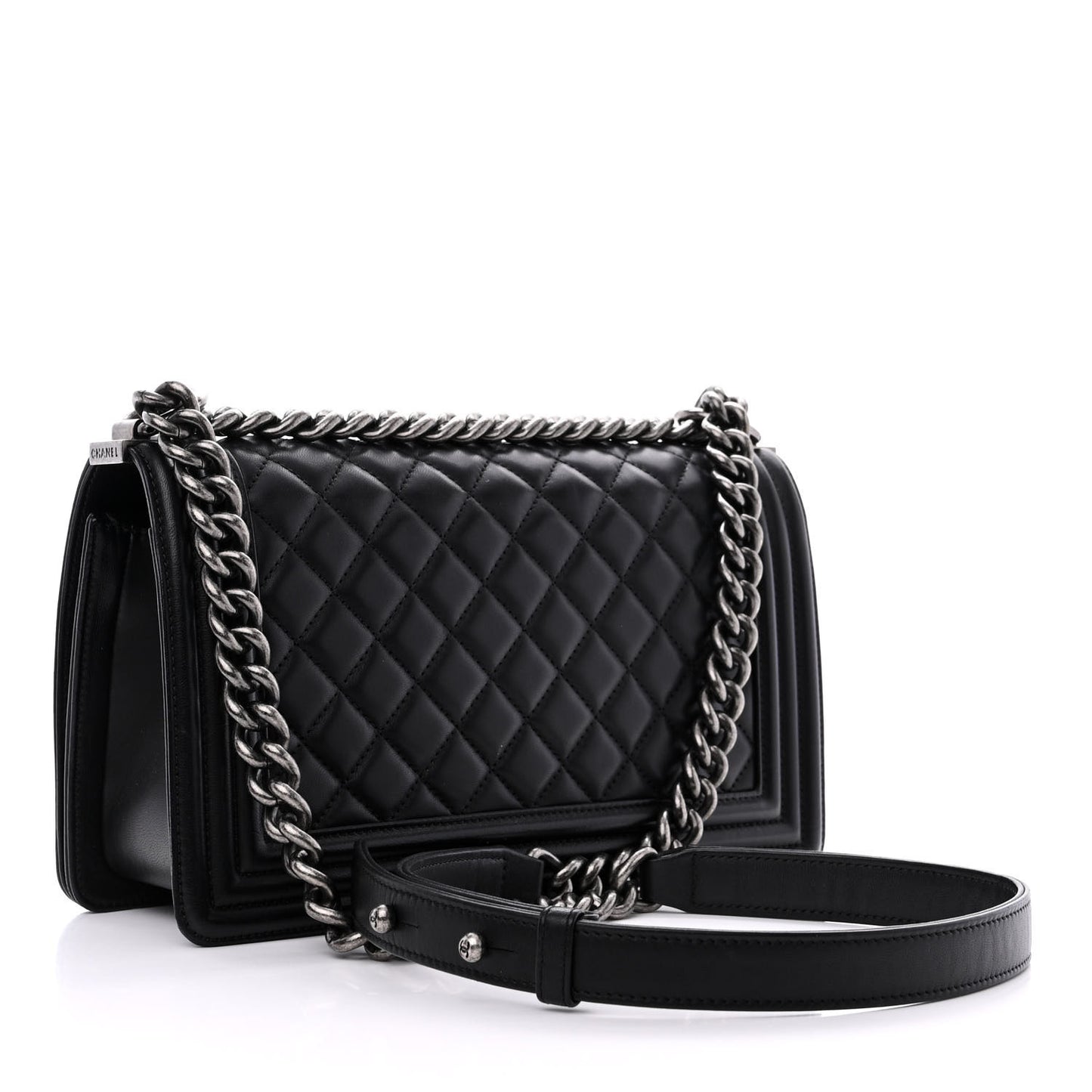 Lambskin Quilted Medium Boy Flap Black