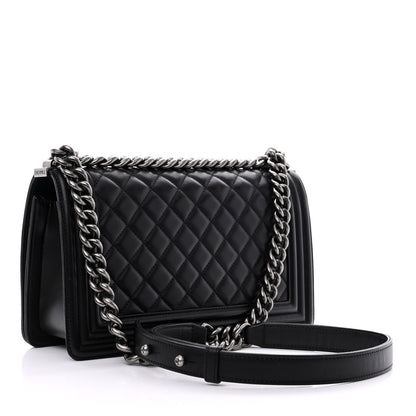 Chanel Lambskin Quilted Medium Boy Flap Black 3 of 12
