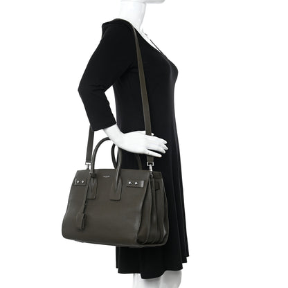 Saint Laurent Grained Calfskin Small Supple Sac De Jour Kaki Militaire 2 of 12