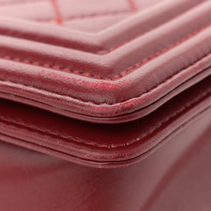Chanel Lambskin Quilted Medium Boy Flap Dark Red 14 of 15