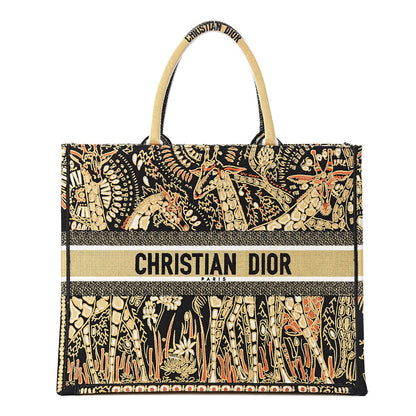 Christian Dior Canvas Embroidered Dior Animals Giraffe Book Tote Yellow Multicolor 1 of 12