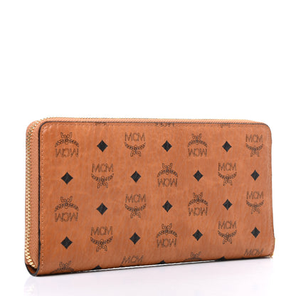 MCM Visetos Large Zip Around Wallet Cognac 3 of 8
