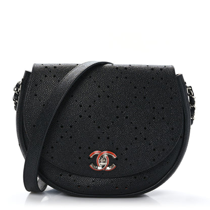 Chanel Caviar Perforated Messenger Bag Black 1 of 9